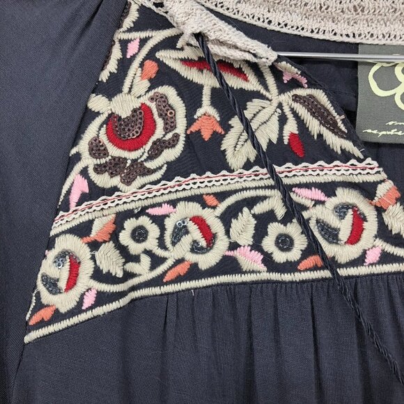 Anthropologie One  September Nightingale Tassel Blouse in grey "Carbon" XS - Picture 6 of 15